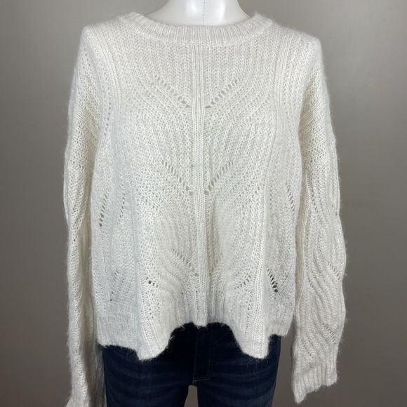 Madewell Ivory Charley Pullover Alpaca Blend Sweater Size Medium Cozy - Picture 1 of 9
